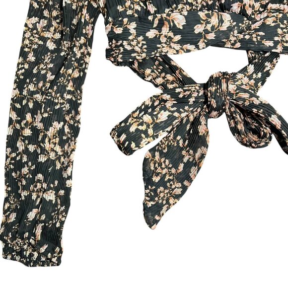 Accordian Bow Long Sleeve Going Out Top Fairy Grunge Whimsigoth Y2K Floral Small - Picture 12 of 13